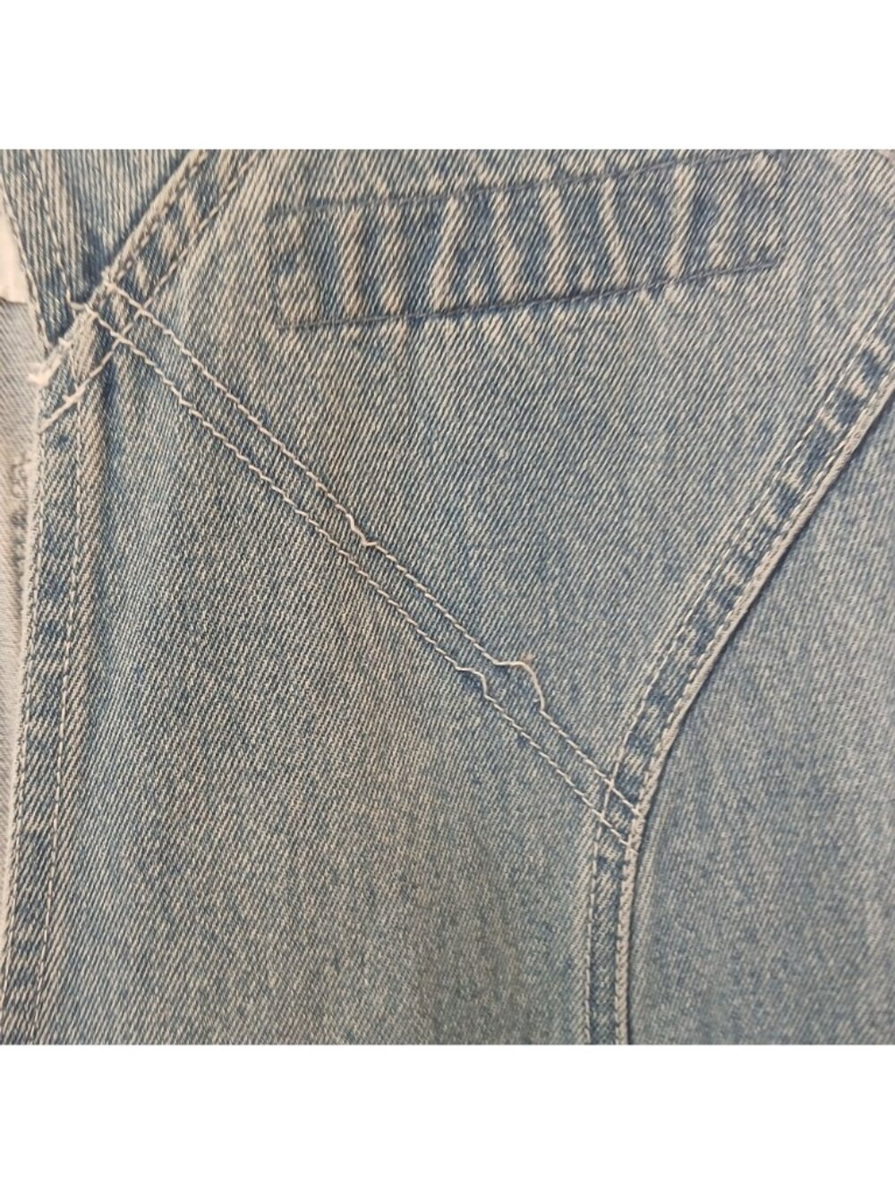 Vtg Abe Jeans Denim Overalls Womens Sz L Adj Straps Front Pocket Made Macau #B3 - Picture 9 of 13
